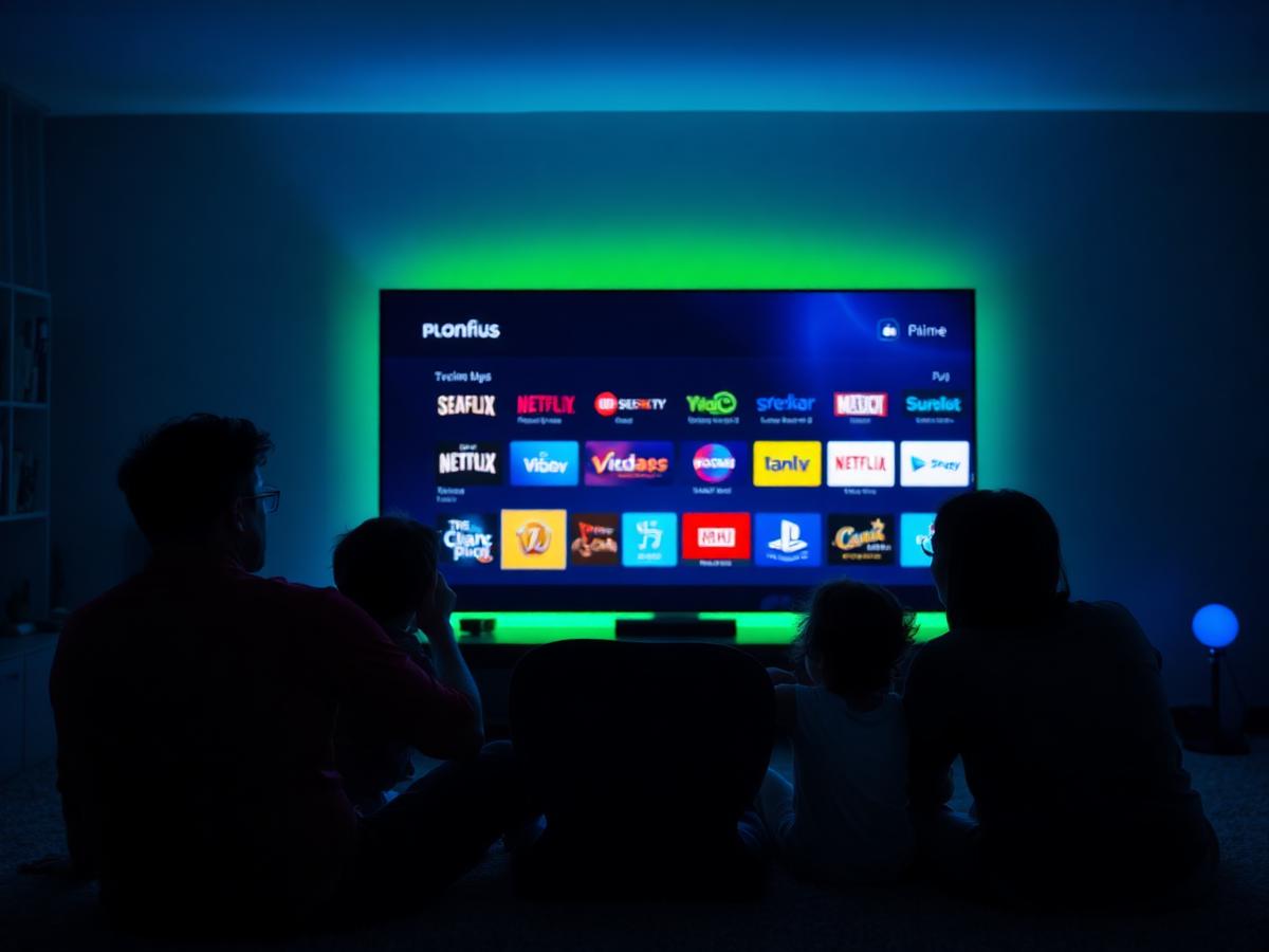 Família assistindo streaming